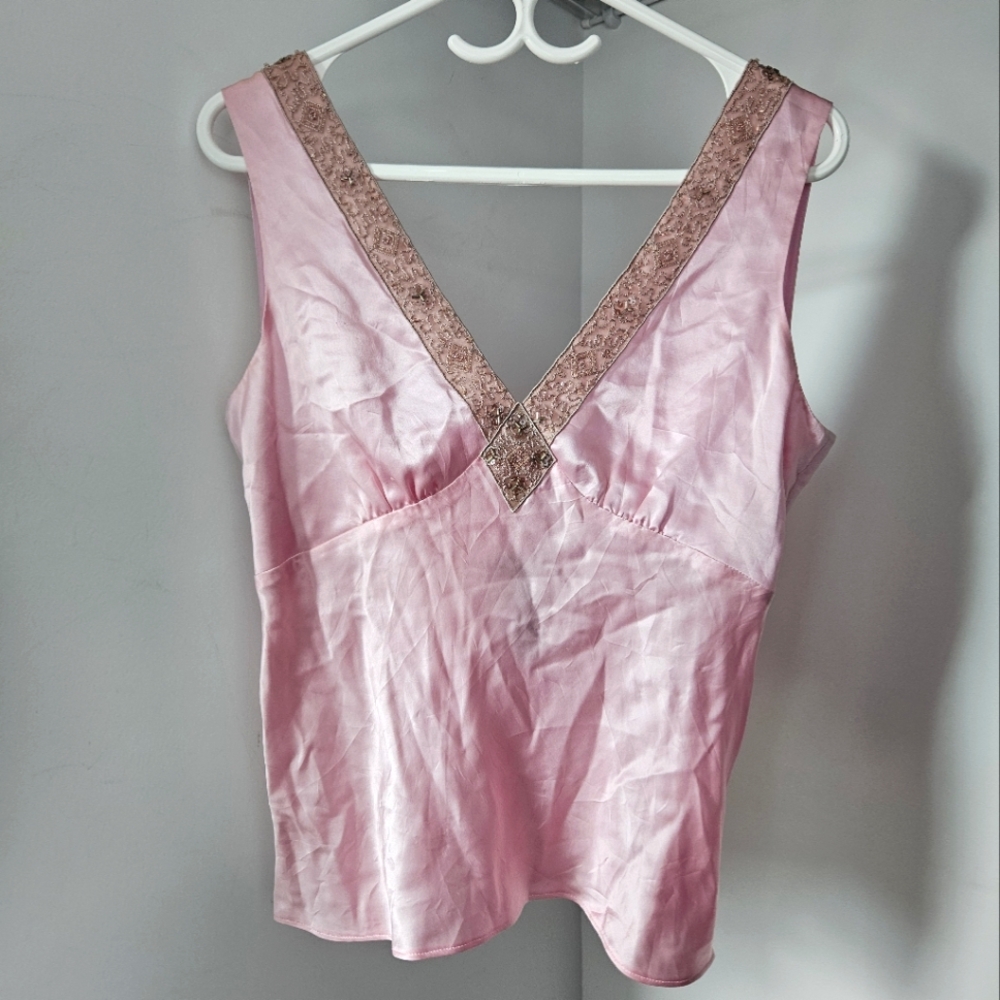 Baby pink beaded y2k top